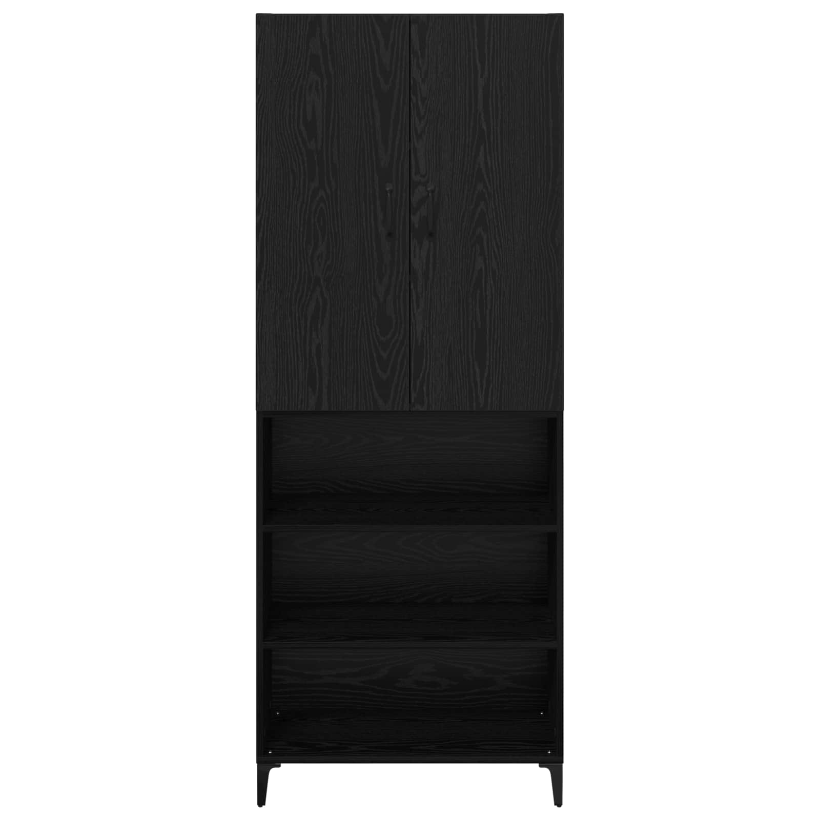 Highboard Zwart Eiken 69,5 x 34 x 180 cm Bewerkt hout