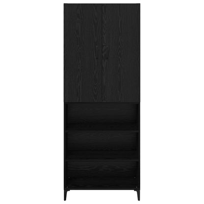 Highboard Zwart Eiken 69,5 x 34 x 180 cm Bewerkt hout