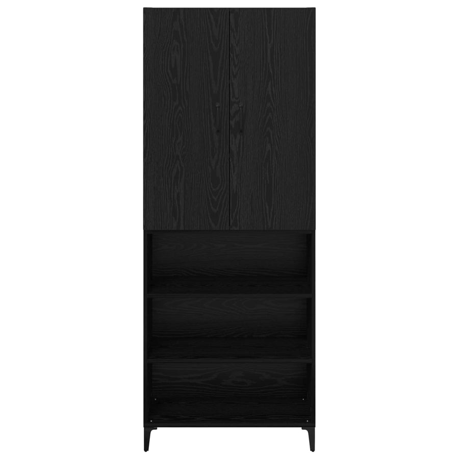 Highboard Zwart Eiken 69,5 x 34 x 180 cm Bewerkt hout