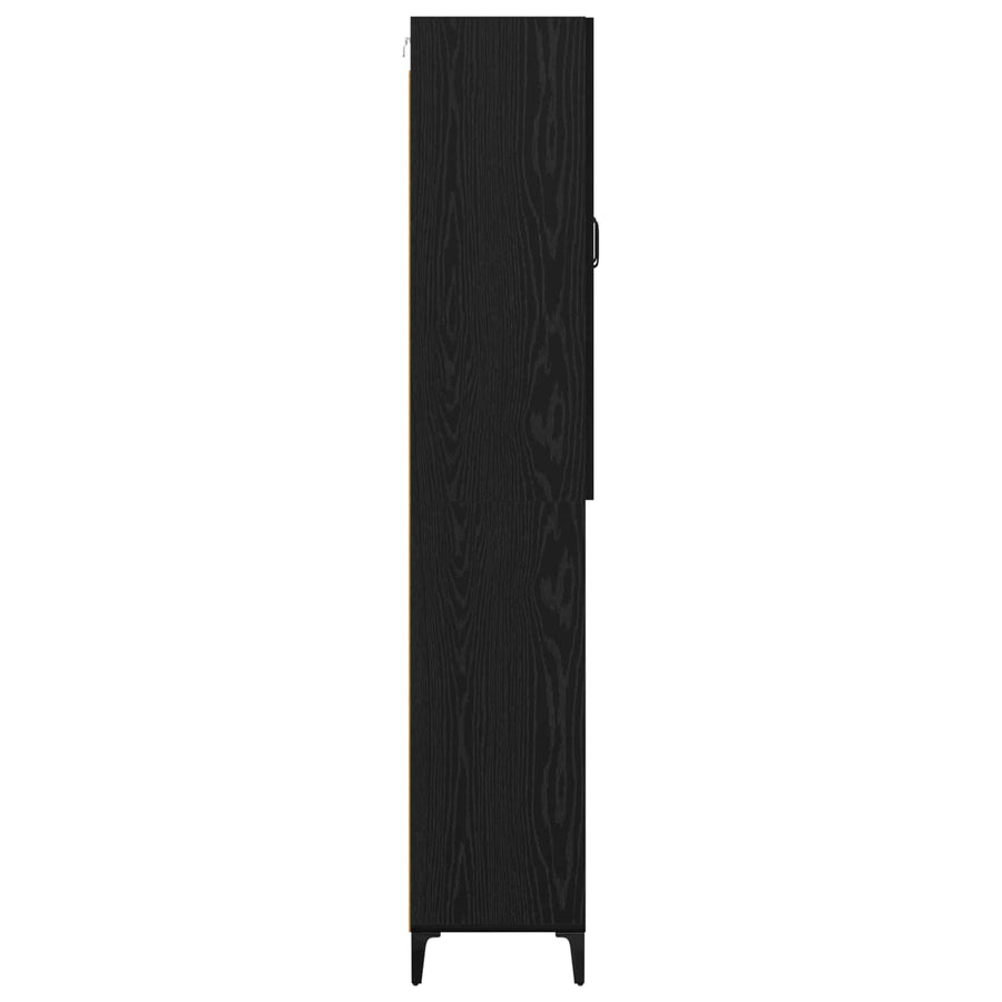 Highboard Zwart Eiken 69,5 x 34 x 180 cm Bewerkt hout
