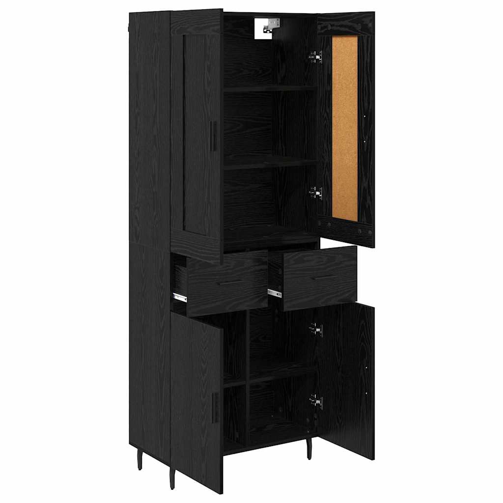 Highboard 2 pcs Zwart Eiken 69,5 x 34 x 180 cm Bewerkt hout