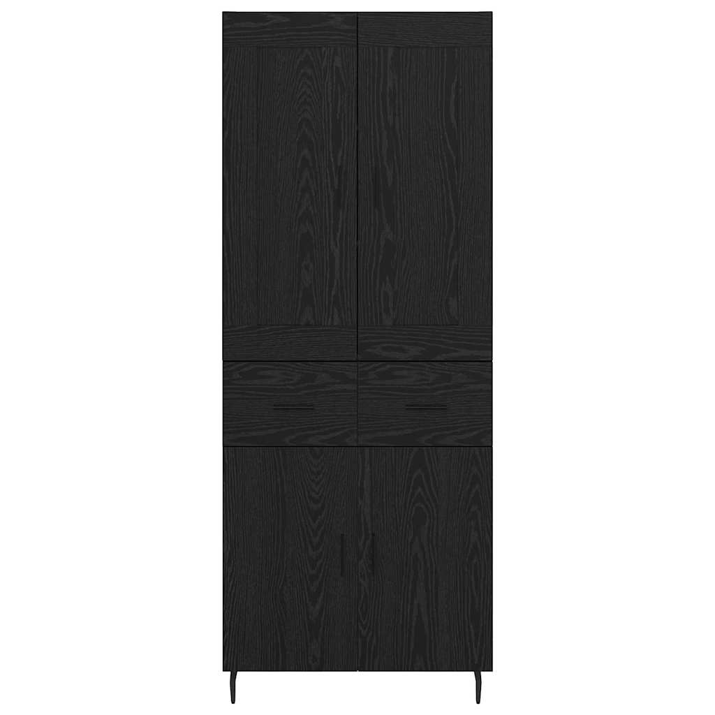 Highboard 2 pcs Zwart Eiken 69,5 x 34 x 180 cm Bewerkt hout