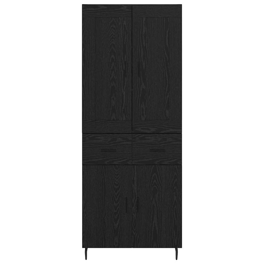 Highboard 2 pcs Zwart Eiken 69,5 x 34 x 180 cm Bewerkt hout