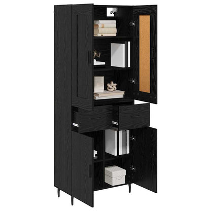 Highboard 2 pcs Zwart Eiken 69,5 x 34 x 180 cm Bewerkt hout