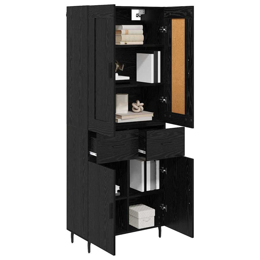 Highboard 2 pcs Zwart Eiken 69,5 x 34 x 180 cm Bewerkt hout