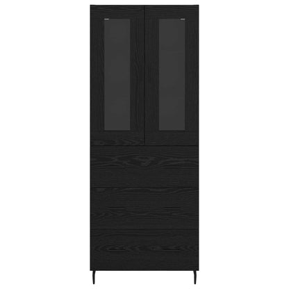 Highboard met lade Zwart Eiken 69,5 x 34 x 180 cm Bewerkt hout