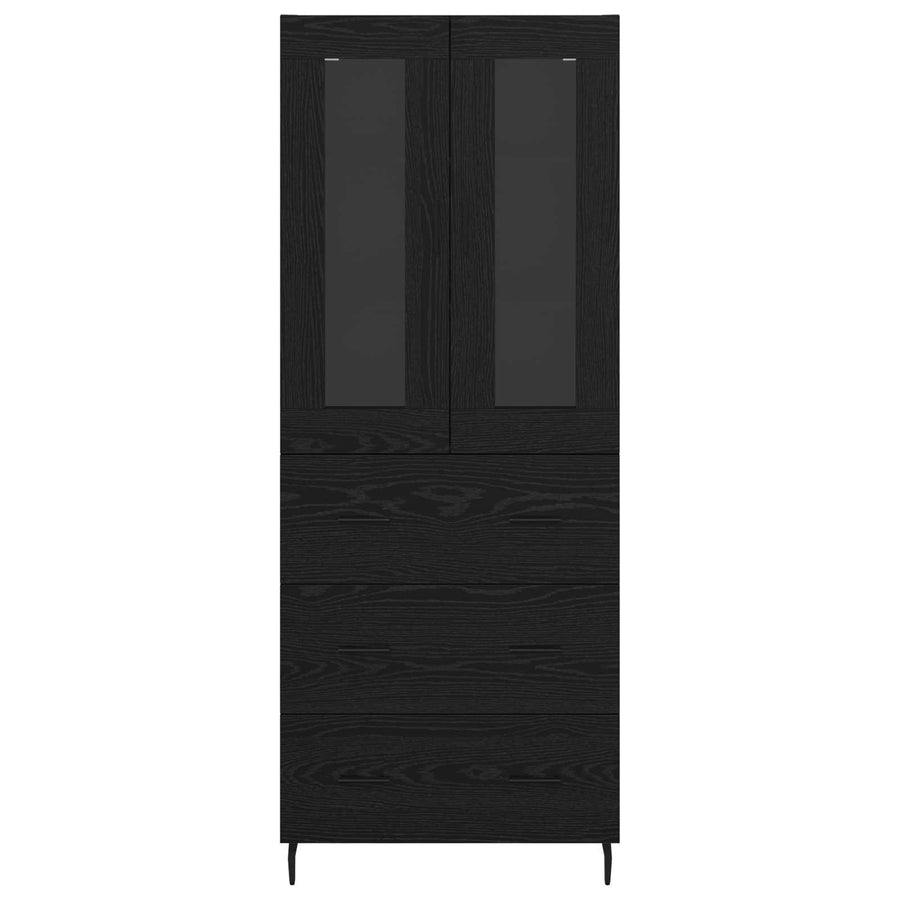 Highboard met lade Zwart Eiken 69,5 x 34 x 180 cm Bewerkt hout
