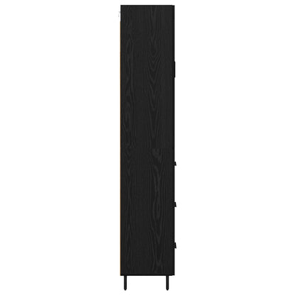 Highboard met lade Zwart Eiken 69,5 x 34 x 180 cm Bewerkt hout