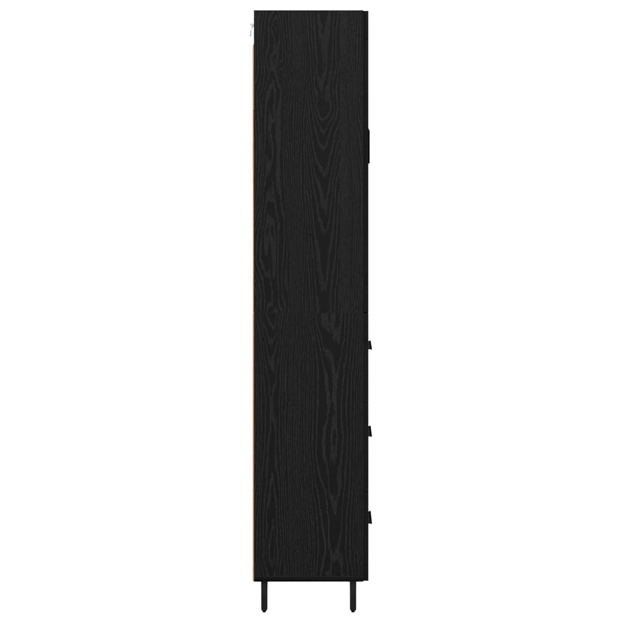 Highboard met lade Zwart Eiken 69,5 x 34 x 180 cm Bewerkt hout