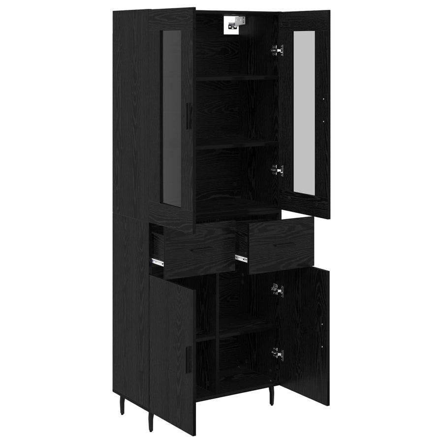 Highboard met lade Zwart Eiken 69,5 x 34 x 180 cm Bewerkt hout