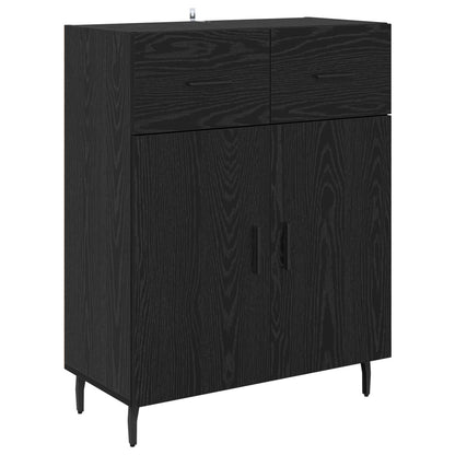 Highboard met lade Zwart Eiken 69,5 x 34 x 180 cm Bewerkt hout