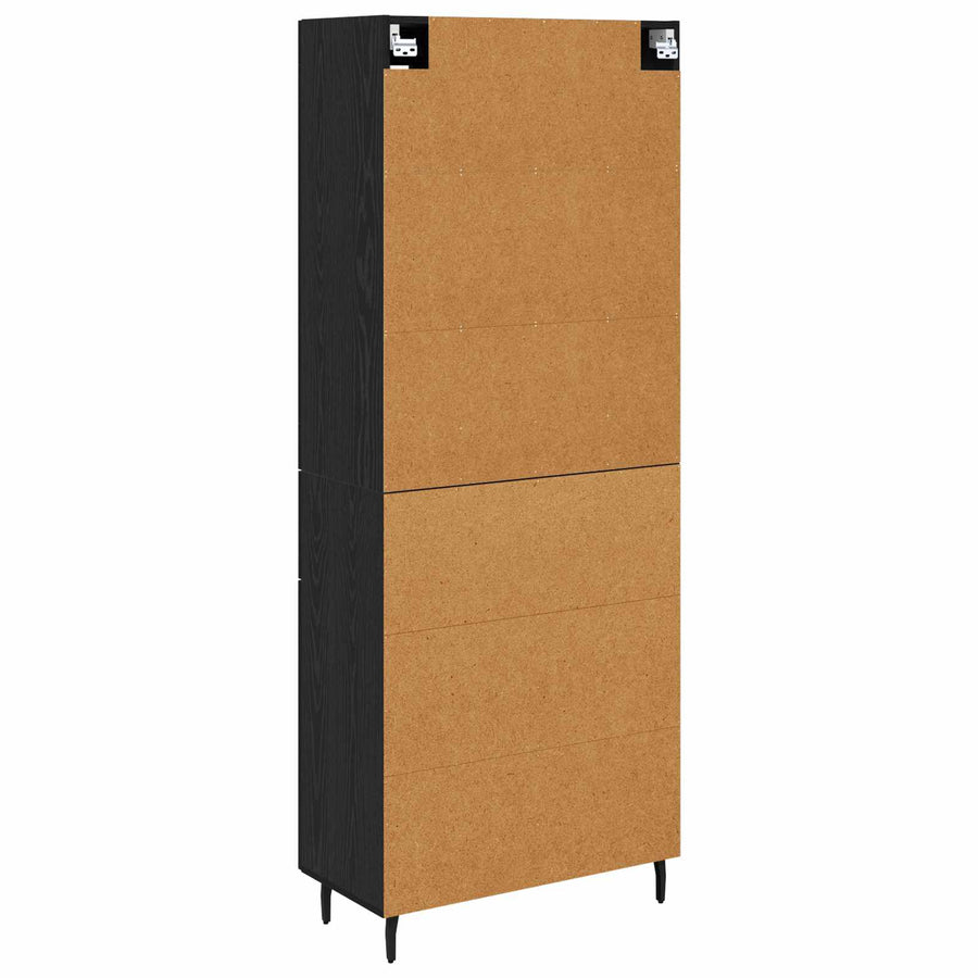 Highboard met lade Zwart Eiken 69,5 x 34 x 180 cm Bewerkt hout
