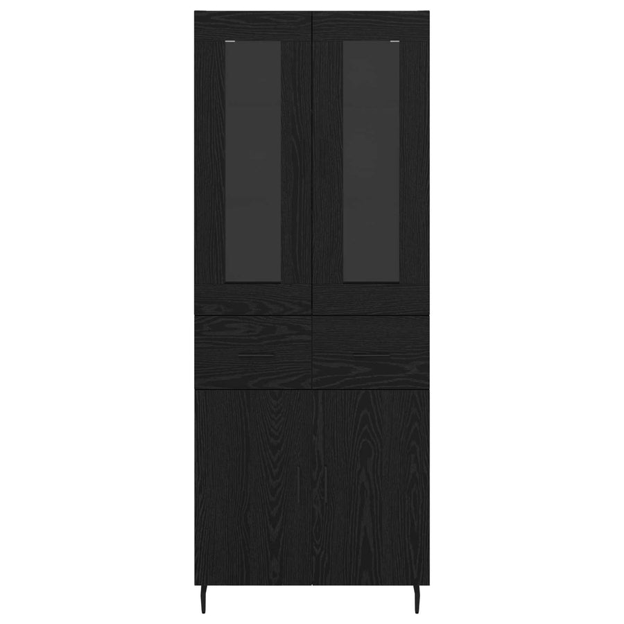 Highboard met lade Zwart Eiken 69,5 x 34 x 180 cm Bewerkt hout