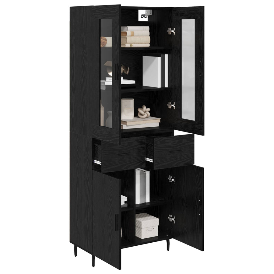 Highboard met lade Zwart Eiken 69,5 x 34 x 180 cm Bewerkt hout