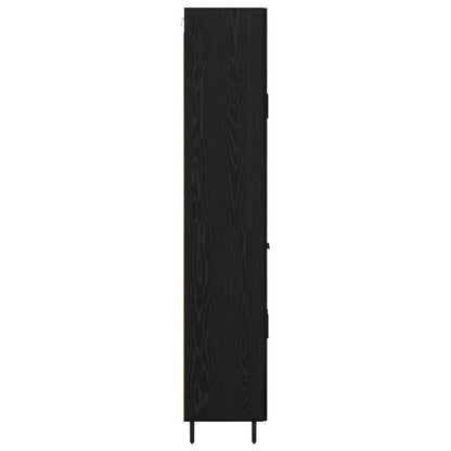 Highboard met lade Zwart Eiken 69,5 x 34 x 180 cm Bewerkt hout