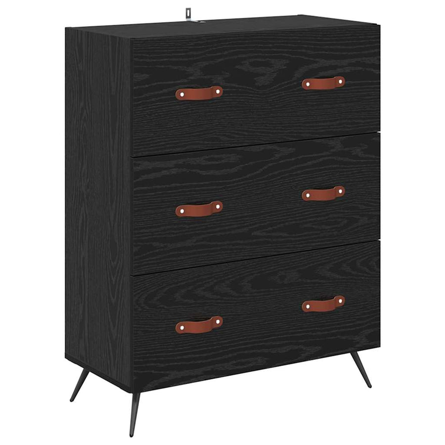 Highboard met lade Zwart Eiken 69,5 x 34 x 180 cm Bewerkt hout