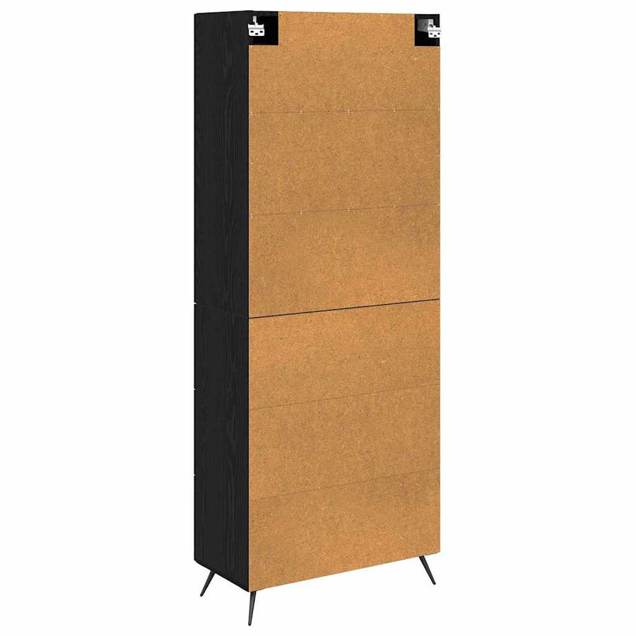 Highboard met lade Zwart Eiken 69,5 x 34 x 180 cm Bewerkt hout