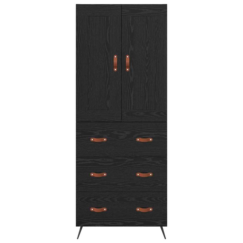 Highboard met lade Zwart Eiken 69,5 x 34 x 180 cm Bewerkt hout