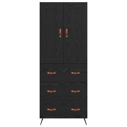 Highboard met lade Zwart Eiken 69,5 x 34 x 180 cm Bewerkt hout