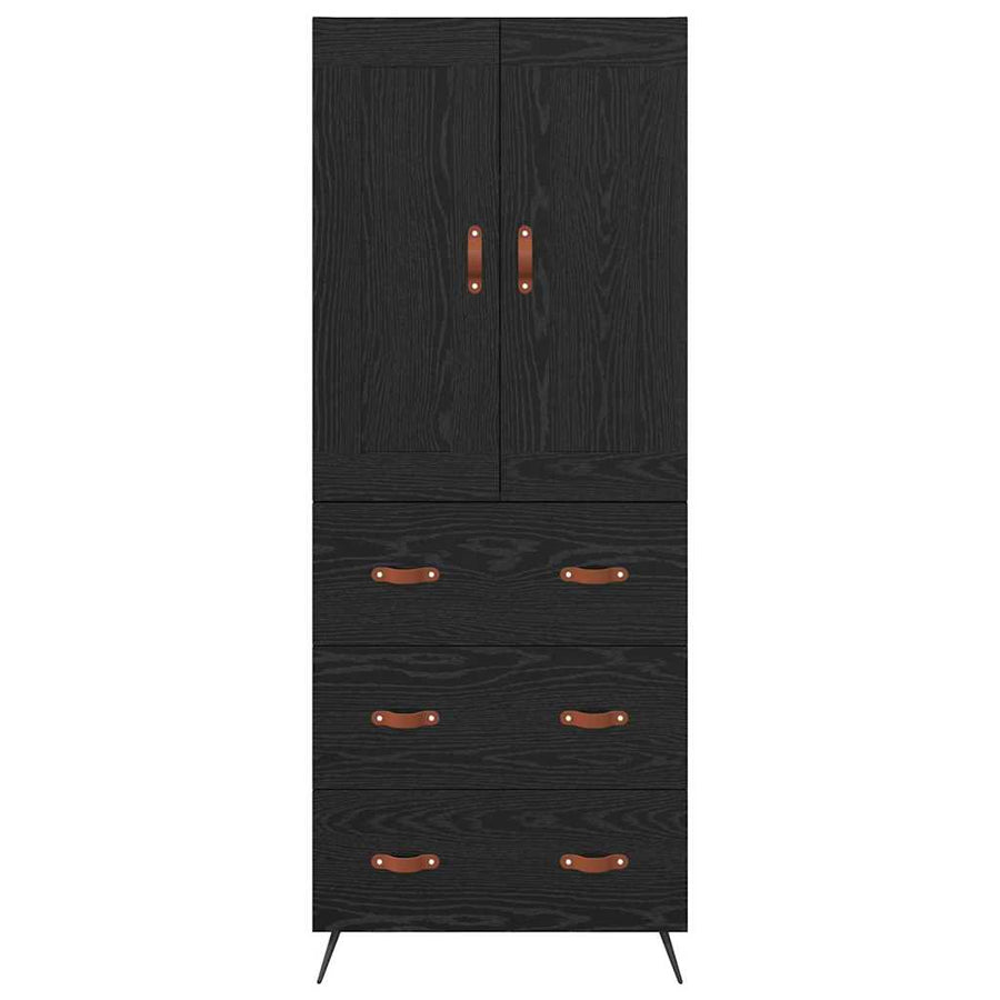 Highboard met lade Zwart Eiken 69,5 x 34 x 180 cm Bewerkt hout