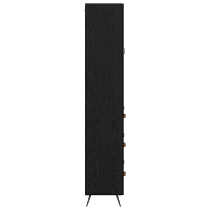 Highboard met lade Zwart Eiken 69,5 x 34 x 180 cm Bewerkt hout