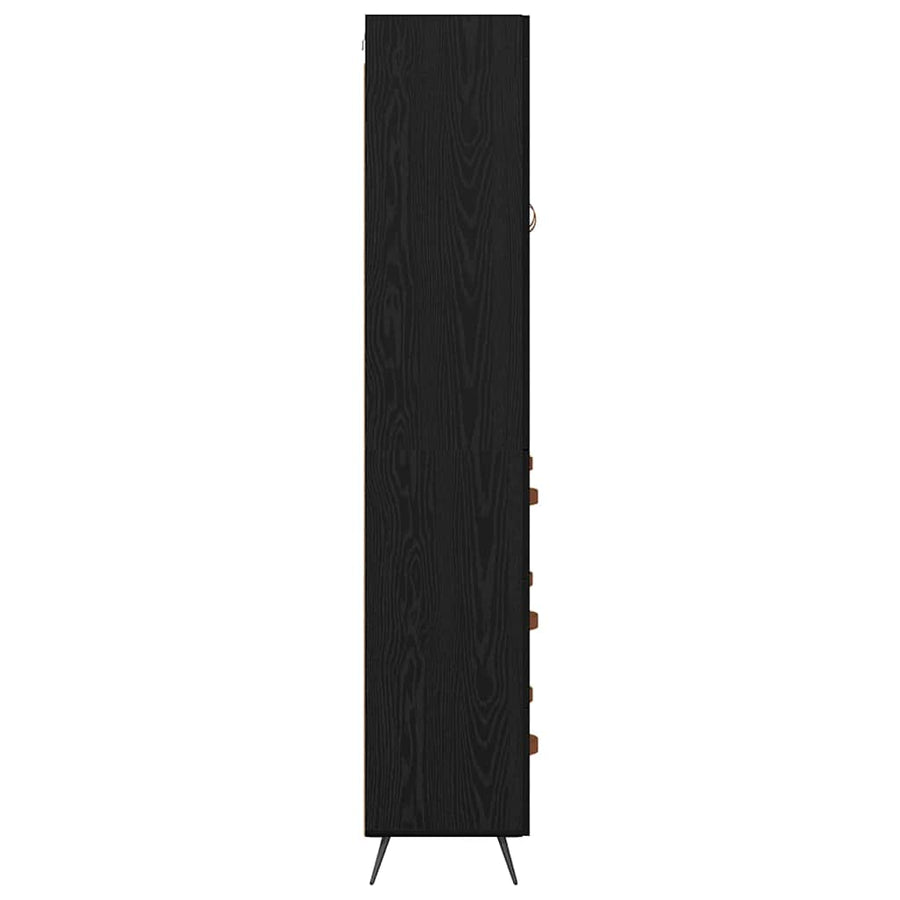Highboard met lade Zwart Eiken 69,5 x 34 x 180 cm Bewerkt hout