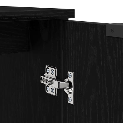 Badkamermeubelset met lade 4 pcs Zwart Eiken Bewerkt hout