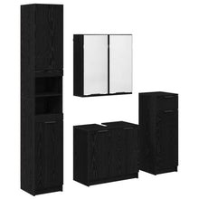 Badkamermeubelset met lade 4 pcs Zwart Eiken Bewerkt hout