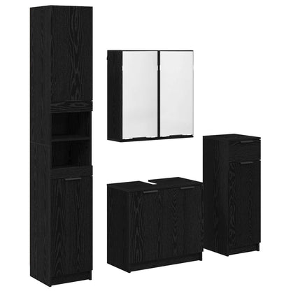 Badkamermeubelset met lade 4 pcs Zwart Eiken Bewerkt hout