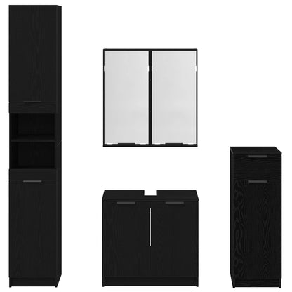 Badkamermeubelset met lade 4 pcs Zwart Eiken Bewerkt hout