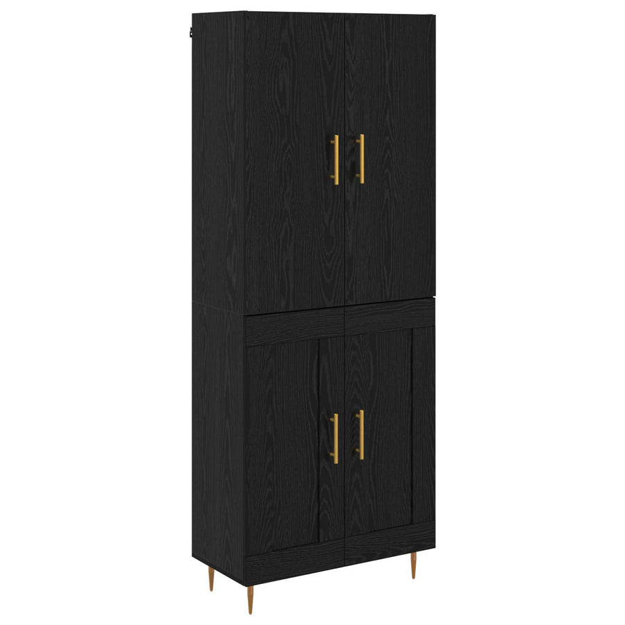 Highboard Zwart Eiken 69,5 x 34 x 180 cm Bewerkt hout
