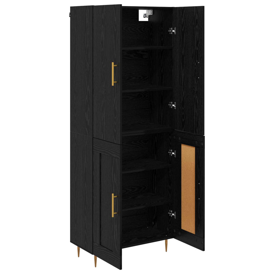Highboard Zwart Eiken 69,5 x 34 x 180 cm Bewerkt hout