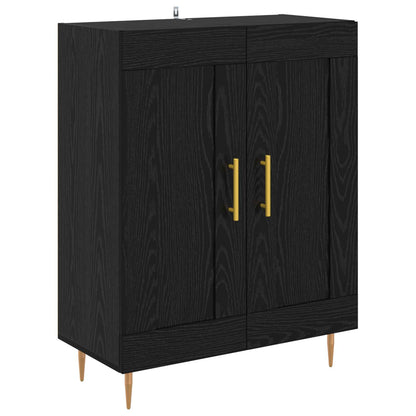 Highboard Zwart Eiken 69,5 x 34 x 180 cm Bewerkt hout