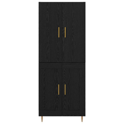 Highboard Zwart Eiken 69,5 x 34 x 180 cm Bewerkt hout