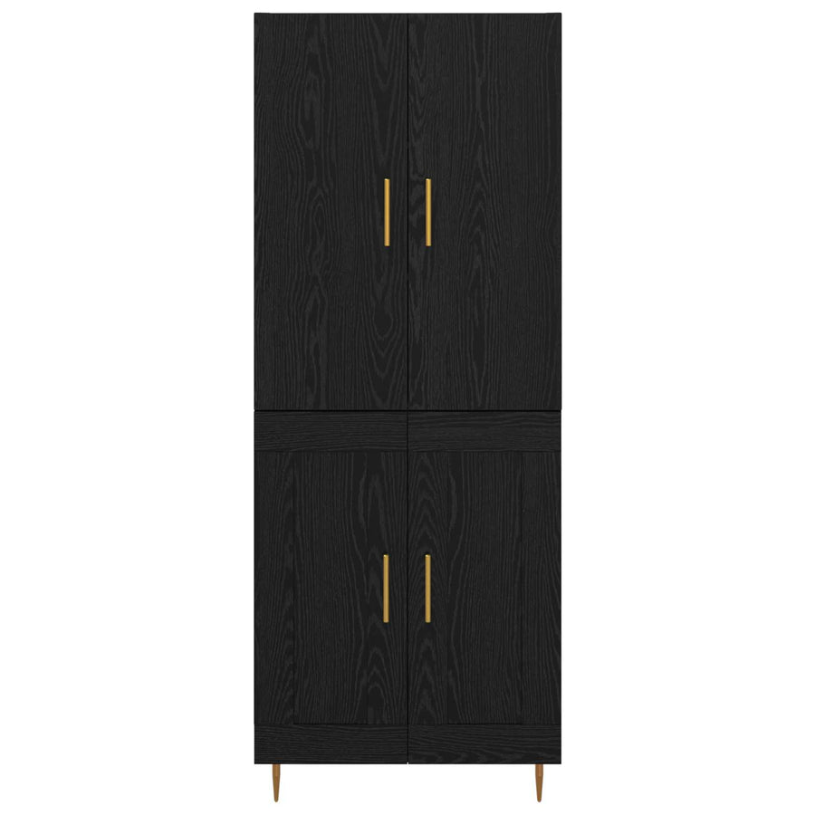 Highboard Zwart Eiken 69,5 x 34 x 180 cm Bewerkt hout
