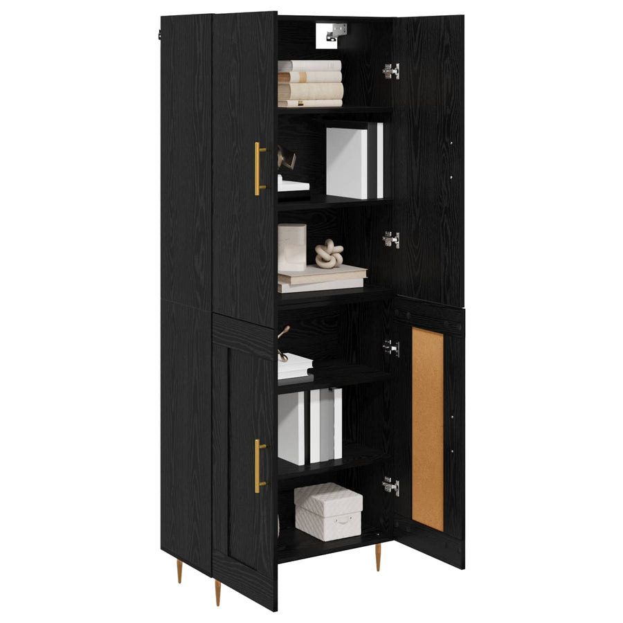 Highboard Zwart Eiken 69,5 x 34 x 180 cm Bewerkt hout