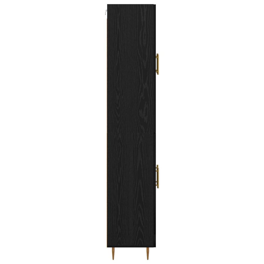 Highboard Zwart Eiken 69,5 x 34 x 180 cm Bewerkt hout