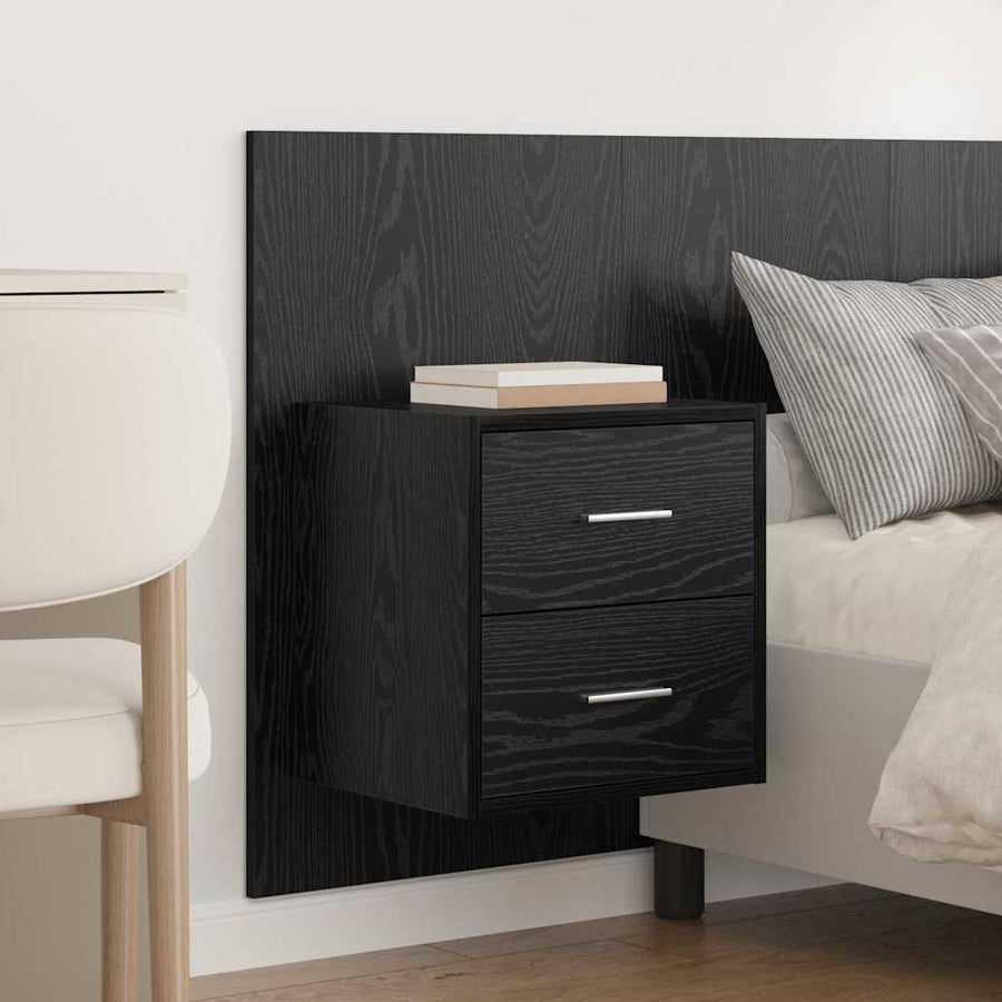 Bed hoofdbord met kastjes 3 pcs Zwart Eiken Bewerkt hout