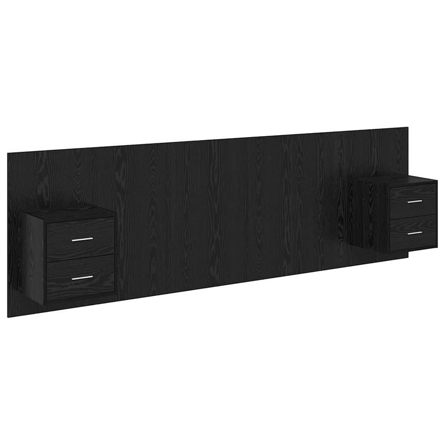 Bed hoofdbord met kastjes 3 pcs Zwart Eiken Bewerkt hout