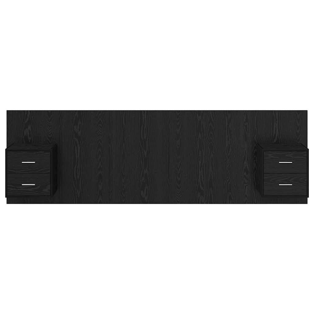 Bed hoofdbord met kastjes 3 pcs Zwart Eiken Bewerkt hout