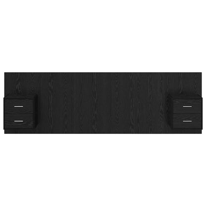 Bed hoofdbord met kastjes 3 pcs Zwart Eiken Bewerkt hout