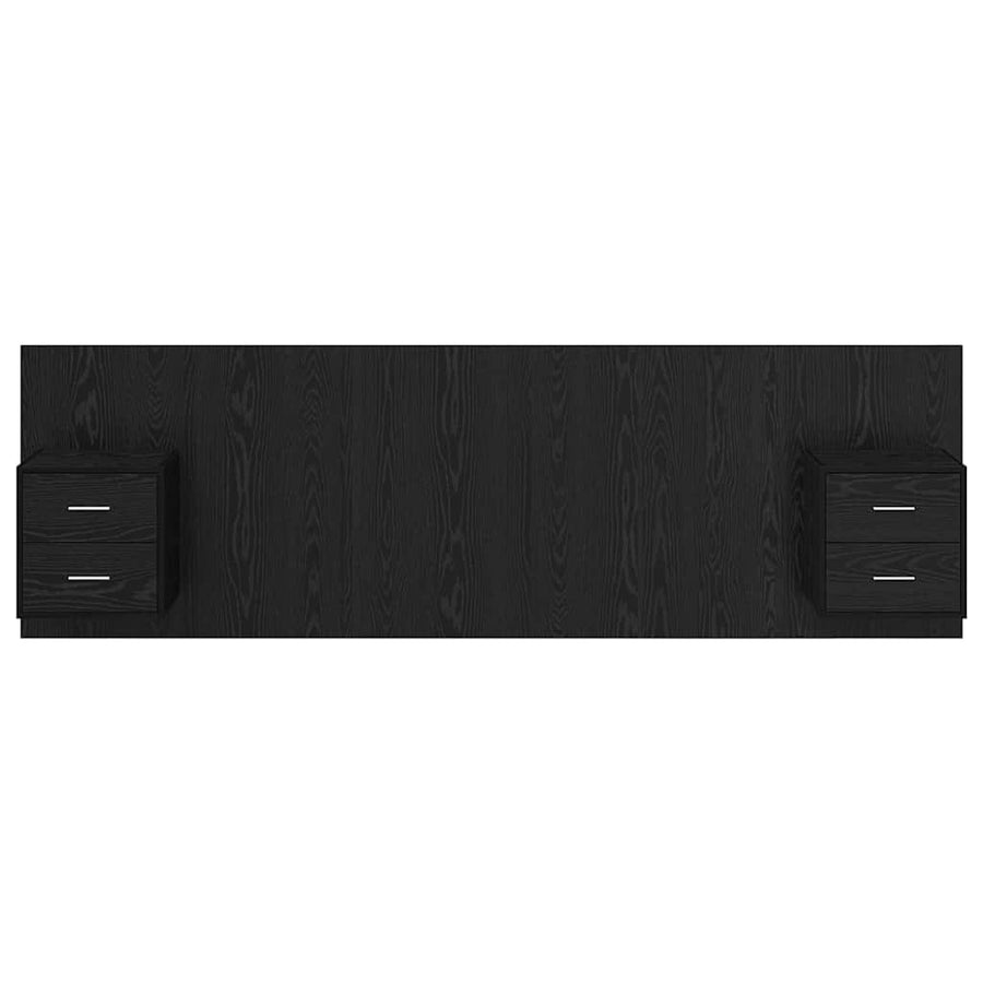 Bed hoofdbord met kastjes 3 pcs Zwart Eiken Bewerkt hout