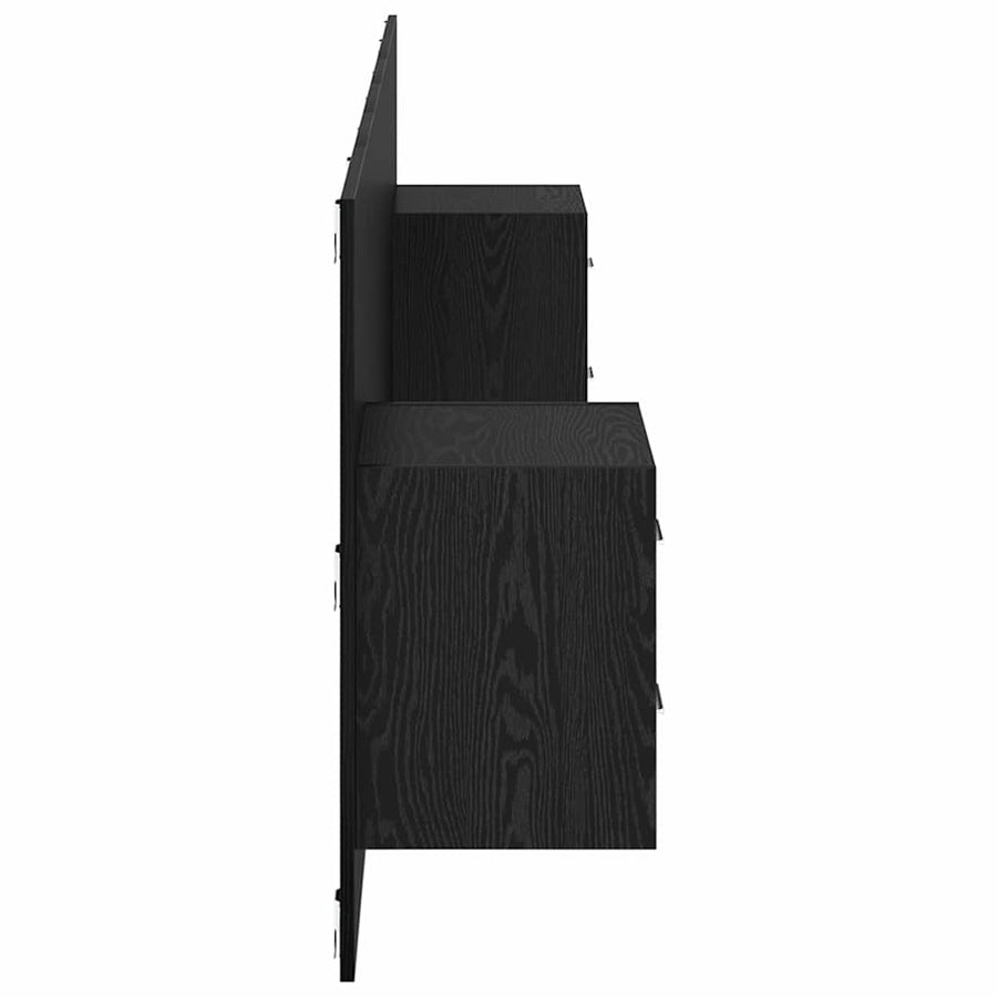 Bed hoofdbord met kastjes 3 pcs Zwart Eiken Bewerkt hout