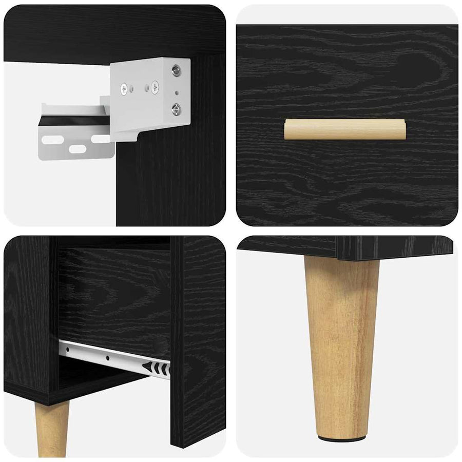 Highboard 2 pcs Zwart Eiken 69,5 x 34 x 180 cm Bewerkt hout