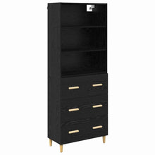 Highboard 2 pcs Zwart Eiken 69,5 x 34 x 180 cm Bewerkt hout