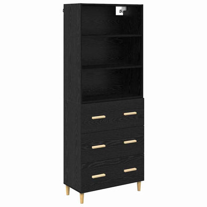 Highboard 2 pcs Zwart Eiken 69,5 x 34 x 180 cm Bewerkt hout