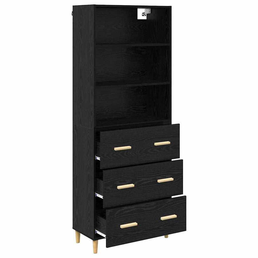 Highboard 2 pcs Zwart Eiken 69,5 x 34 x 180 cm Bewerkt hout