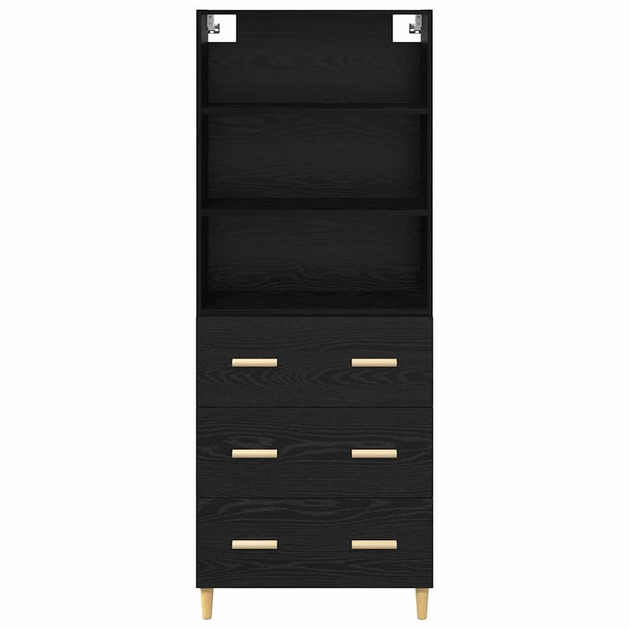 Highboard 2 pcs Zwart Eiken 69,5 x 34 x 180 cm Bewerkt hout