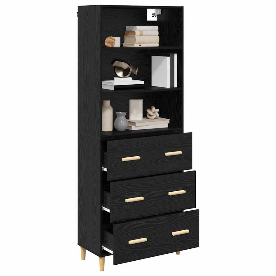 Highboard 2 pcs Zwart Eiken 69,5 x 34 x 180 cm Bewerkt hout