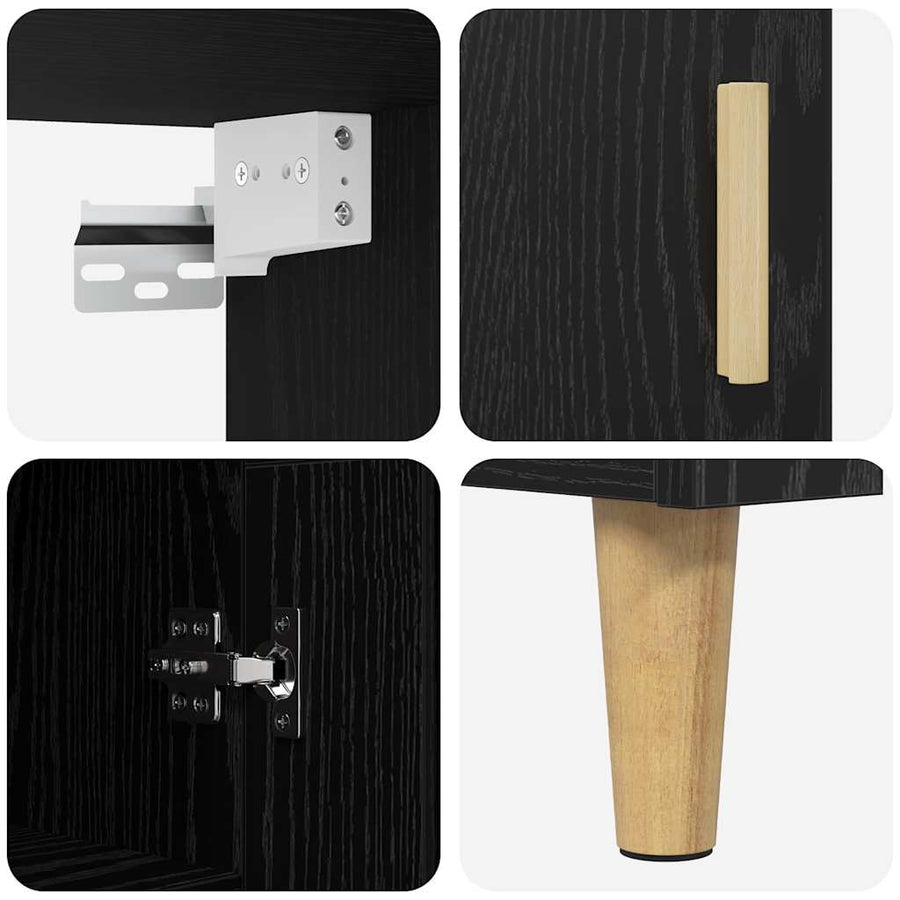 Highboard 2 pcs Zwart Eiken 69,5 x 34 x 180 cm Bewerkt hout